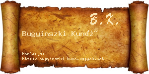Bugyinszki Kunó névjegykártya